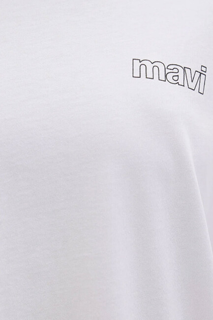 Kadın Mavi Logo Baskılı Tişört 1611309-620 Beyaz - Thumbnail