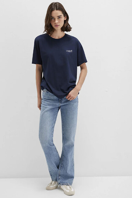 Kadın Mavi Logo Baskılı Tişört 1611309-70490 Lacivert (2)
