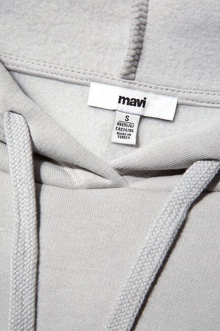 Kadın Mavi Logo Kapüşonlu Sweat 1600361-34322 Gri - Thumbnail