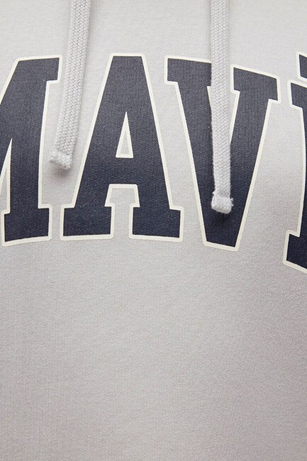 Kadın Mavi Logo Kapüşonlu Sweat 1600361-34322 Gri - Thumbnail