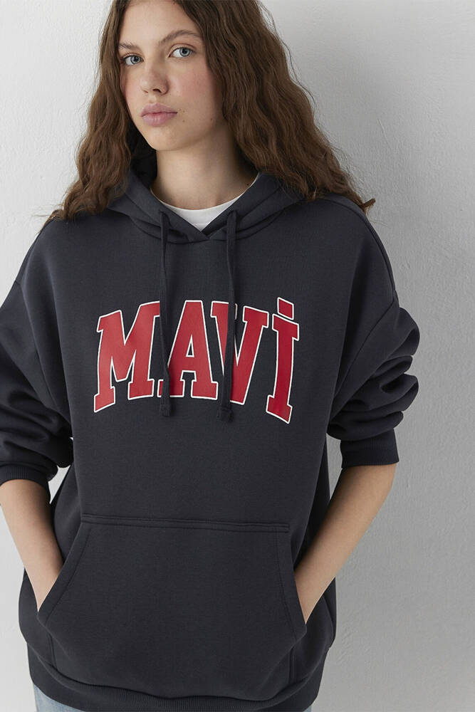Kadın Mavi Logo Kapüşonlu Sweat 1600361-70499 Gri  - 1