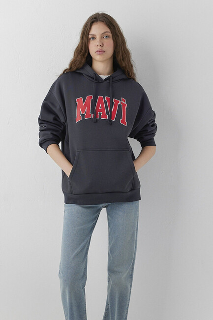 Kadın Mavi Logo Kapüşonlu Sweat 1600361-70499 Gri  - 2