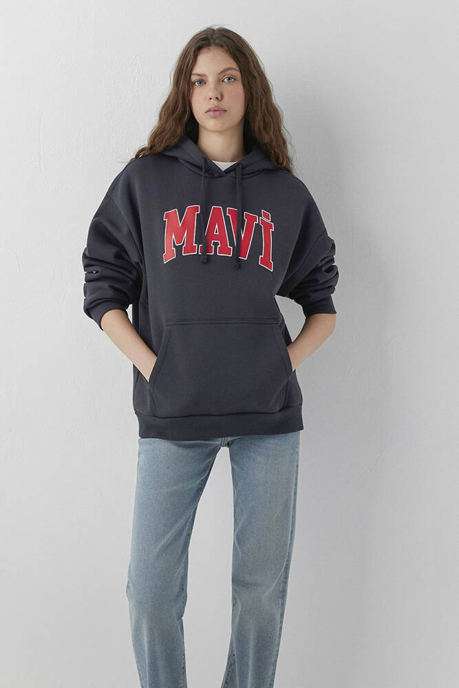 Kadın Mavi Logo Kapüşonlu Sweat 1600361-70499 Gri  - 2
