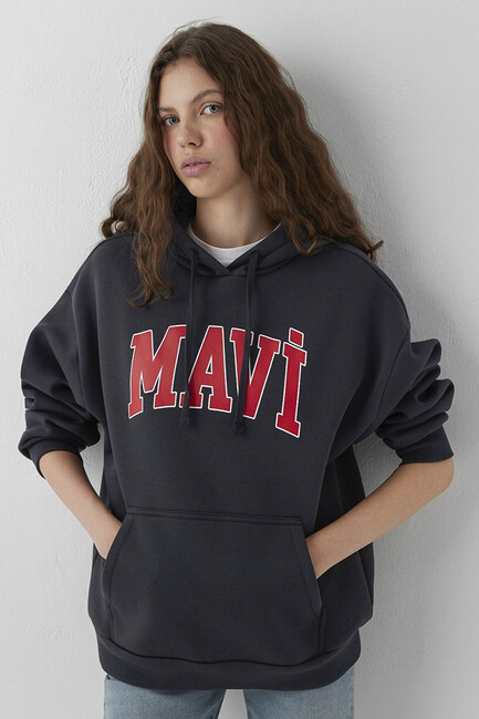 Kadın Mavi Logo Kapüşonlu Sweat 1600361-70499 Gri  - 3