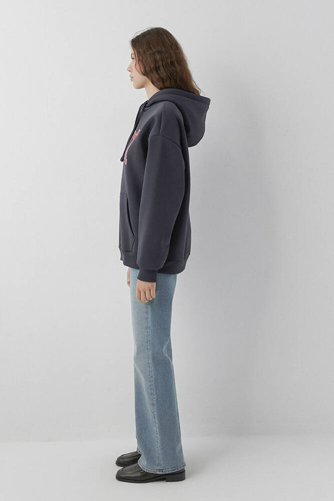 Kadın Mavi Logo Kapüşonlu Sweat 1600361-70499 Gri  - 5
