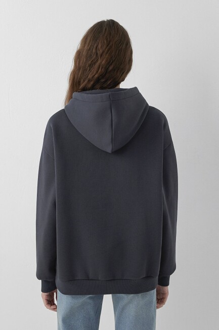 Kadın Mavi Logo Kapüşonlu Sweat 1600361-70499 Gri  - 6