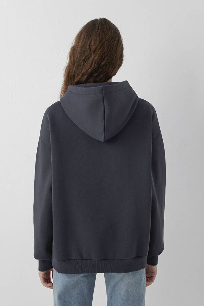 Kadın Mavi Logo Kapüşonlu Sweat 1600361-70499 Gri  - 6