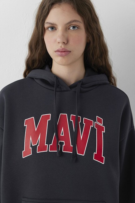 Kadın Mavi Logo Kapüşonlu Sweat 1600361-70499 Gri  - 7