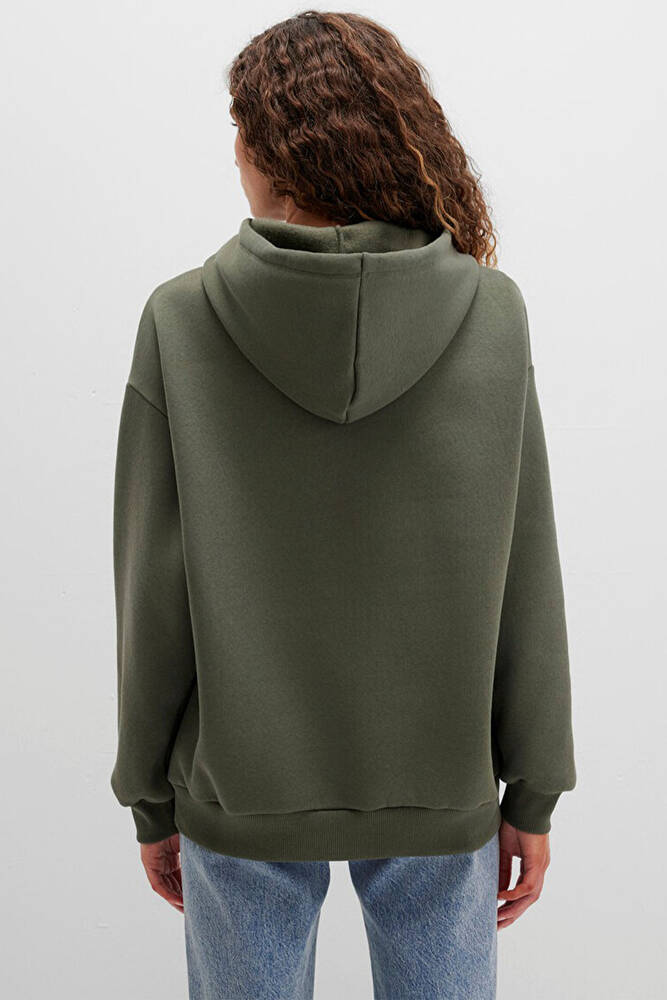 Kadın Mavi Logo Kapüşonlu Sweat 1600361-71581 Haki 