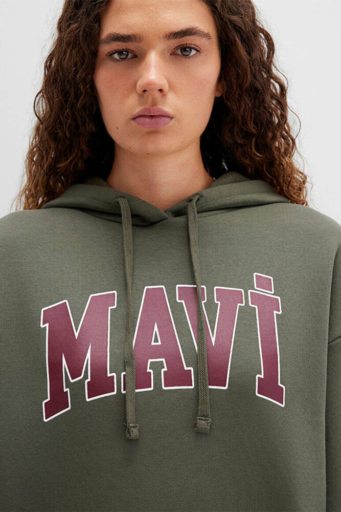 Kadın Mavi Logo Kapüşonlu Sweat 1600361-71581 Haki 