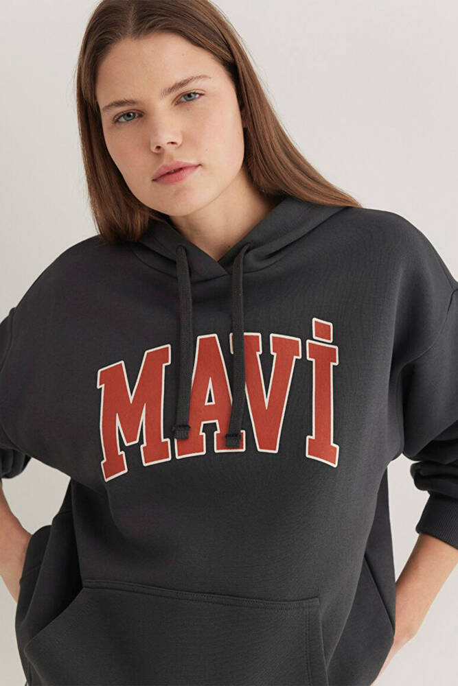 Kadın Mavi Logo Kapüşonlu Sweat 1600361-80106 Gri 