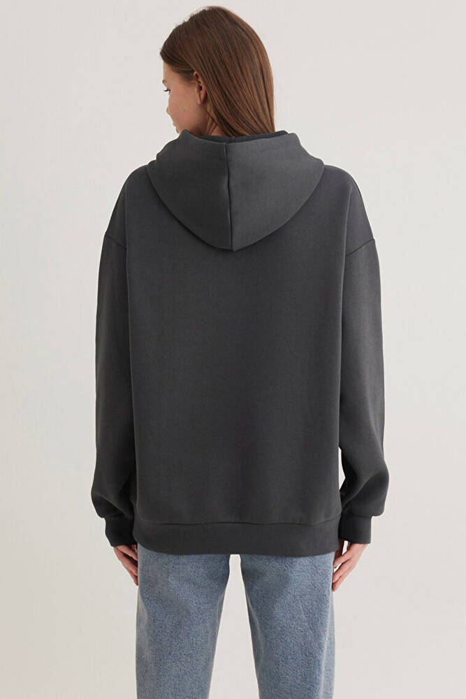 Kadın Mavi Logo Kapüşonlu Sweat 1600361-80106 Gri 