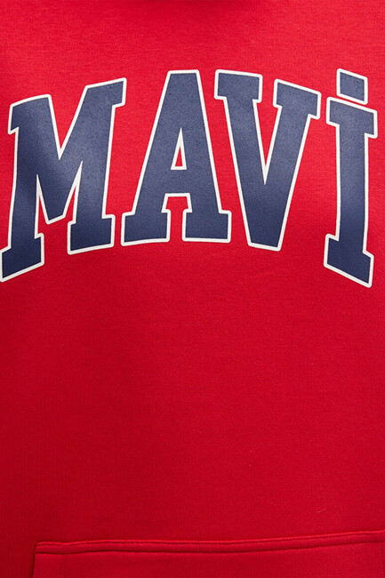 Kadın Mavi Logo Kapüşonlu Sweat 1600361-82054 Kırmızı - Thumbnail