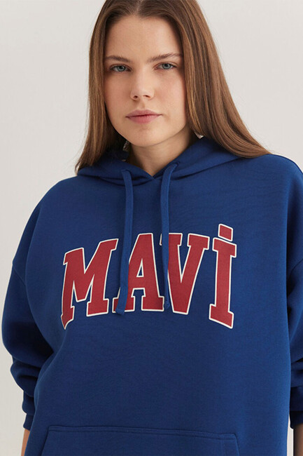 Kadın Mavi Logo Kapüşonlu Sweat 1600361-82625 Lacivert (1)
