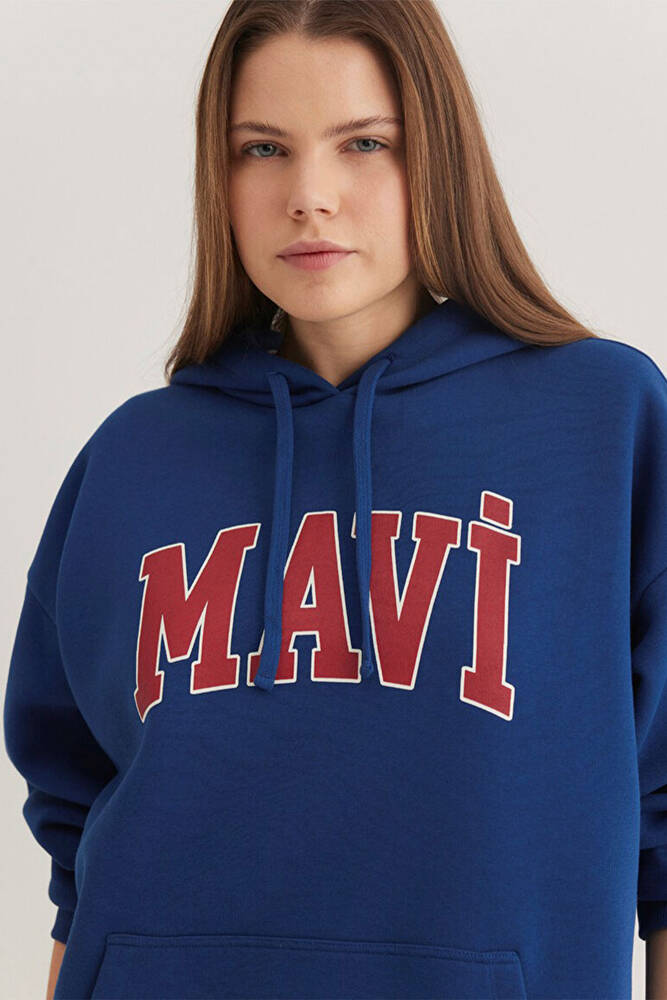Kadın Mavi Logo Kapüşonlu Sweat 1600361-82625 Lacivert 