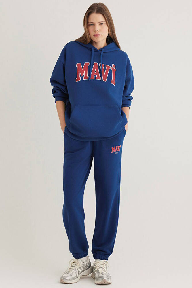 Kadın Mavi Logo Kapüşonlu Sweat 1600361-82625 Lacivert 