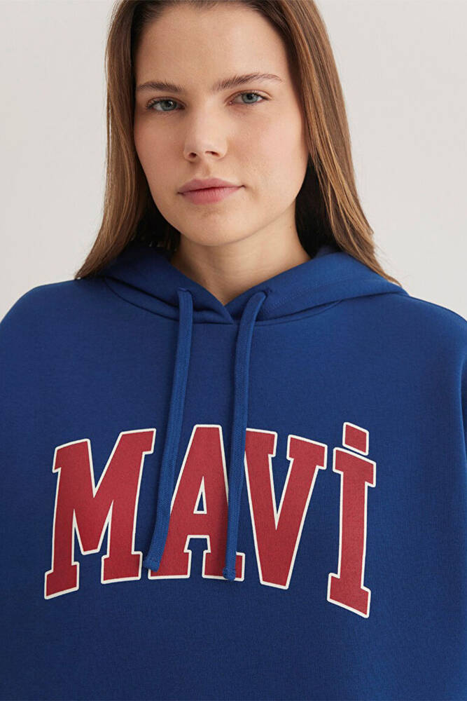Kadın Mavi Logo Kapüşonlu Sweat 1600361-82625 Lacivert 