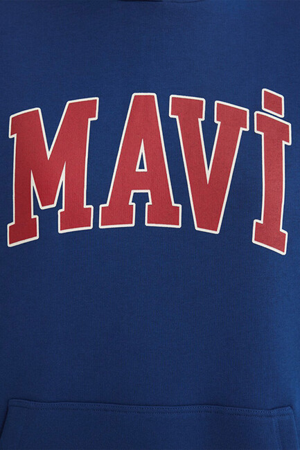 Kadın Mavi Logo Kapüşonlu Sweat 1600361-82625 Lacivert - Thumbnail