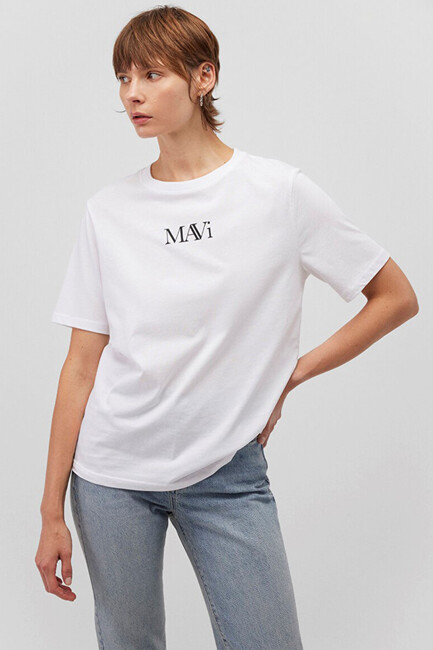 Kadın Mavi Logo Tişört 1611594-620 Beyaz (2)