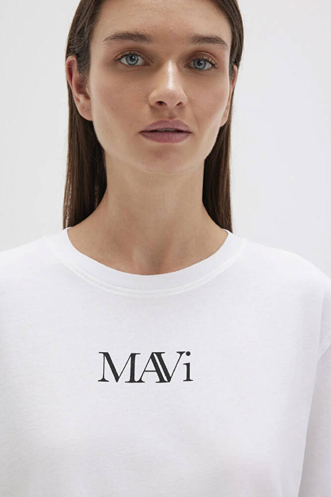 Kadın Mavi Logo Tişört 1611594-620 Beyaz 