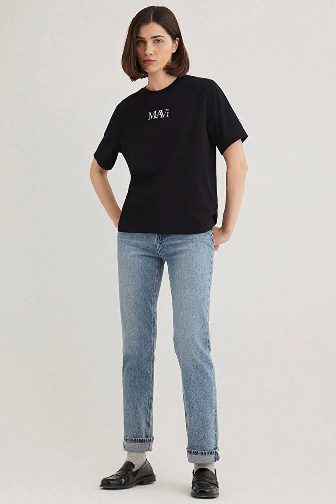 Kadın Mavi Logo Tişört 1611594-900 Siyah 