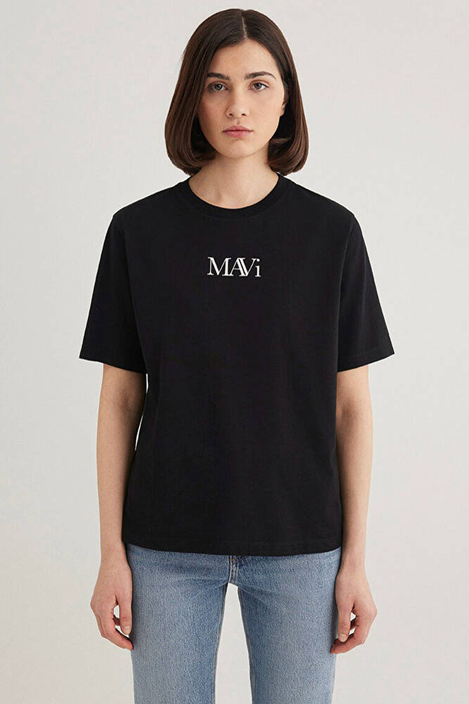 Kadın Mavi Logo Tişört 1611594-900 Siyah 