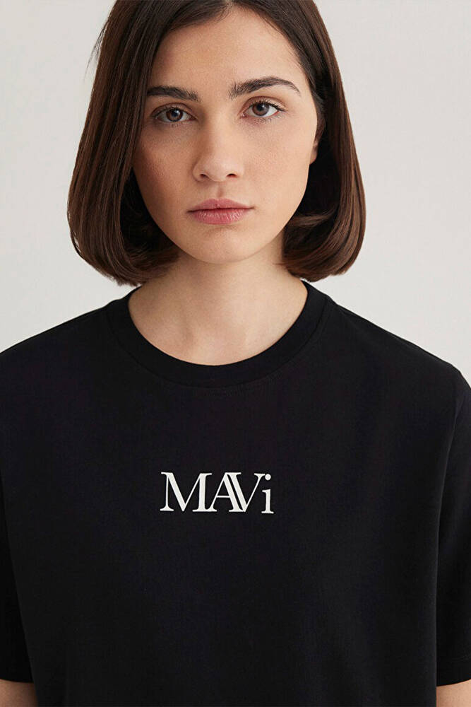 Kadın Mavi Logo Tişört 1611594-900 Siyah 