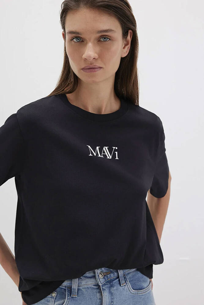 Kadın Mavi Logo Tişört 1611594-900 Siyah 