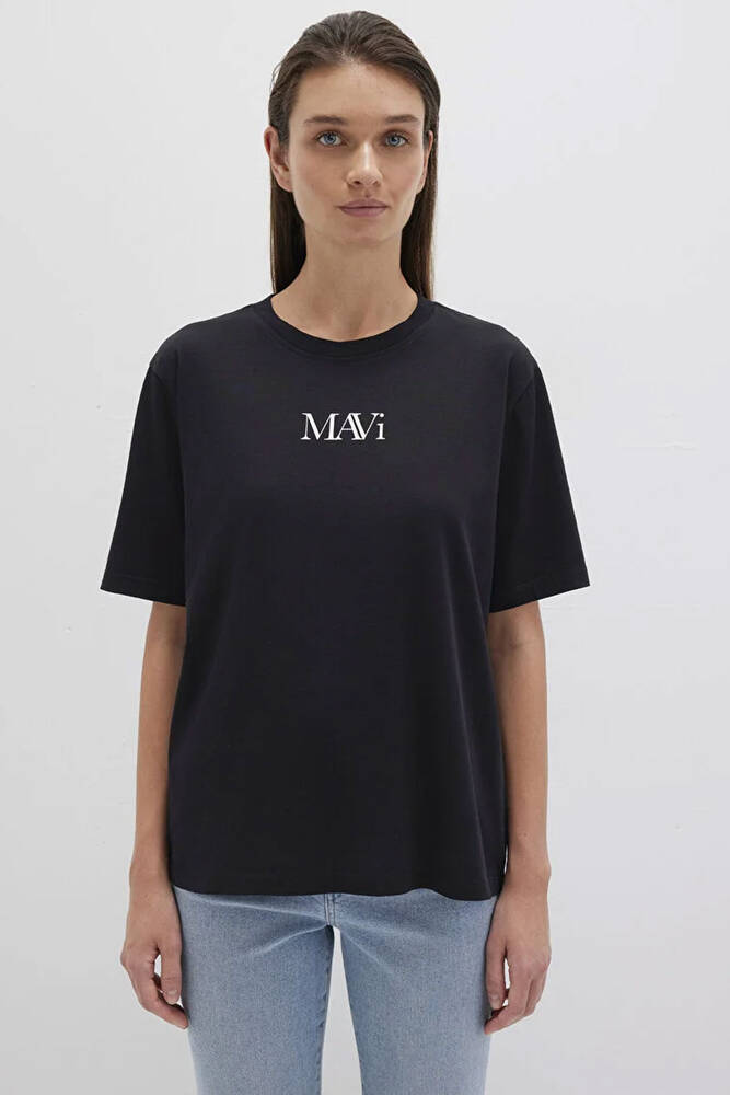 Kadın Mavi Logo Tişört 1611594-900 Siyah 