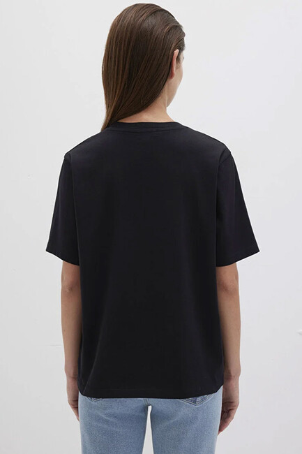 Kadın Mavi Logo Tişört 1611594-900 Siyah - Thumbnail