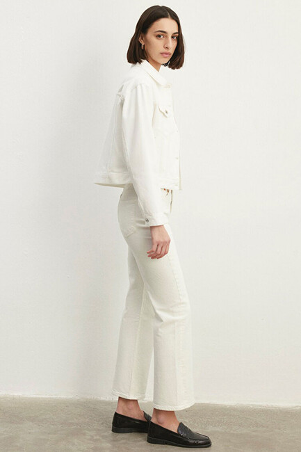 Kadın Megi Premium Denim Ceket 1110389-86745 Beyaz - Thumbnail