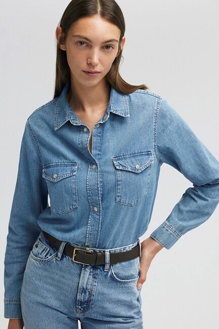 Kadın Merida All Blue Jean Gömlek 1210662-86492 Mavi (1)