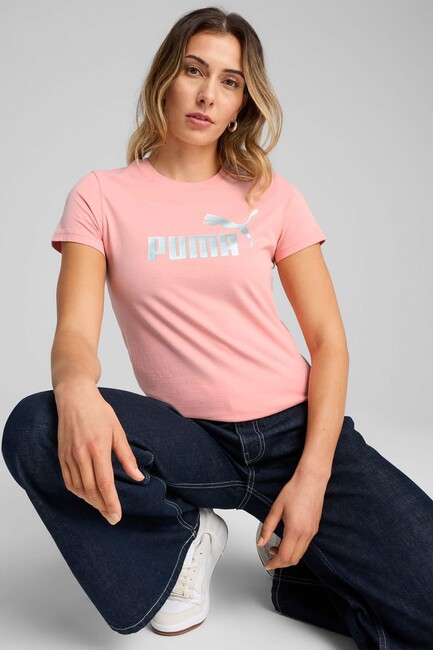 Kadın Metallic No.1 Logo Tişört 631536-18 Pembe (1)