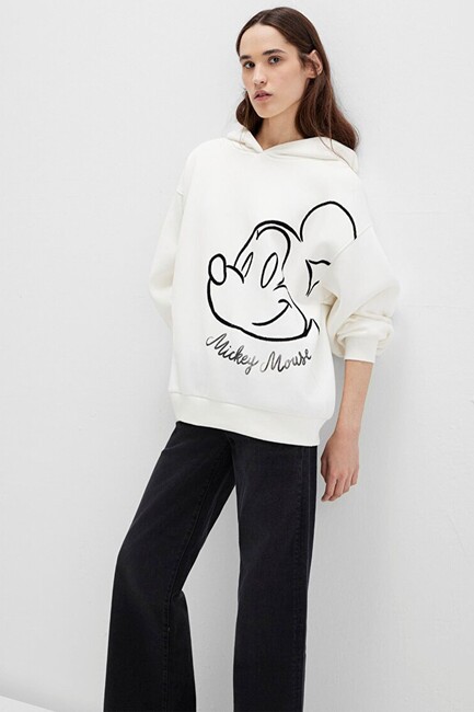 Kadın Mıckey Mouse Baskılı Sweat 1S10466-80194 Ekru (1)
