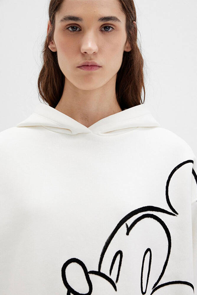 Kadın Mıckey Mouse Baskılı Sweat 1S10466-80194 Ekru 