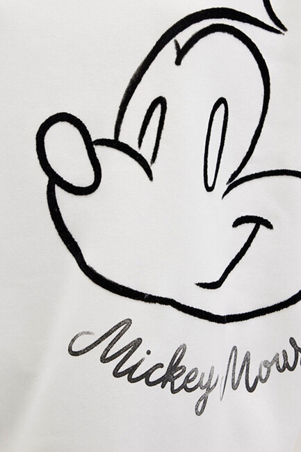 Kadın Mıckey Mouse Baskılı Sweat 1S10466-80194 Ekru - Thumbnail