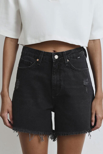 Kadın Millie Denim Şort 1458981230 Siyah - Thumbnail