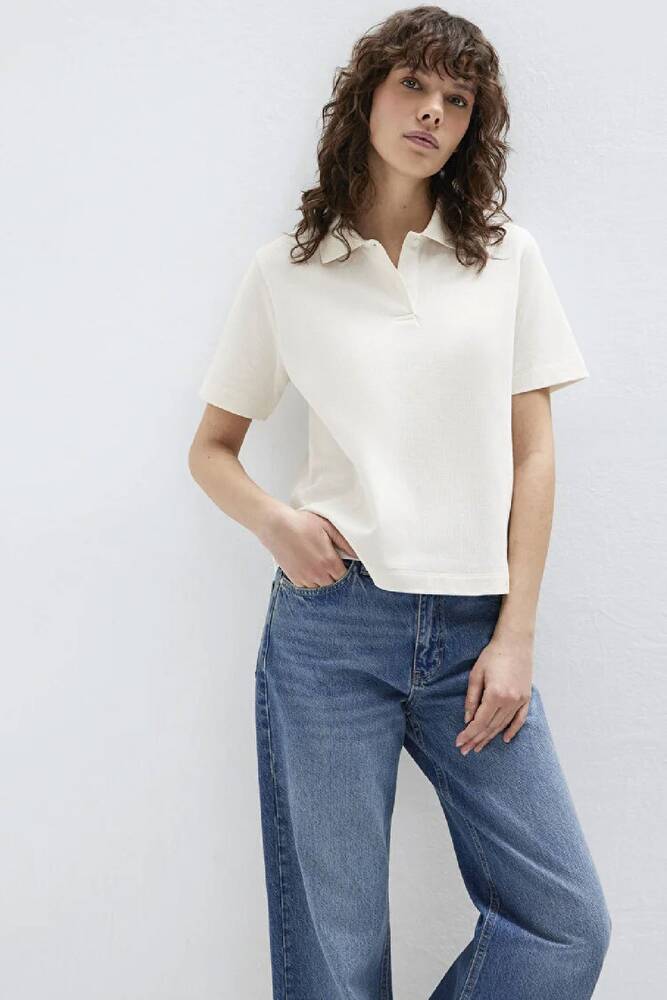 Kadın Modelli Polo Tişört 1613714-80194 Ekru 