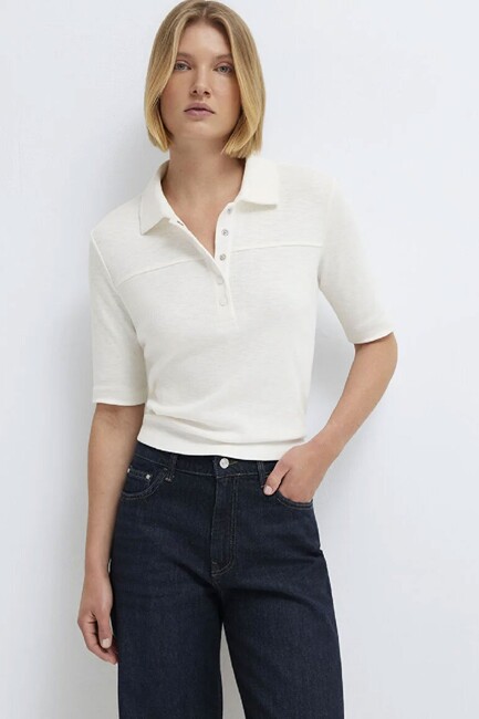 Kadın Modelli Polo Tişört 1613933-70057 Ekru (2)