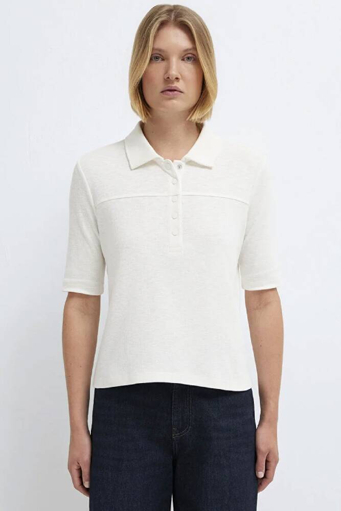 Kadın Modelli Polo Tişört 1613933-70057 Ekru 