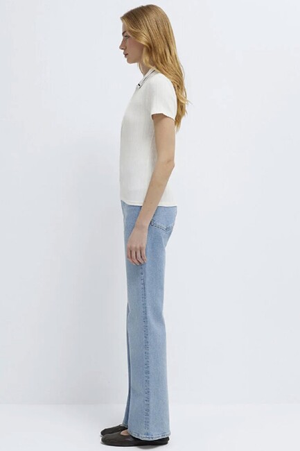 Kadın Modelli Polo Tişört 1613944-70057 Ekru - Thumbnail