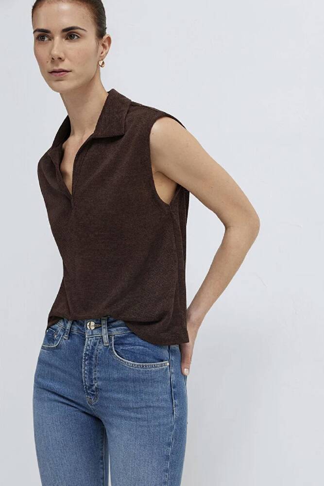 Kadın Modelli Polo Tişört 1613952-70236 Kahve 