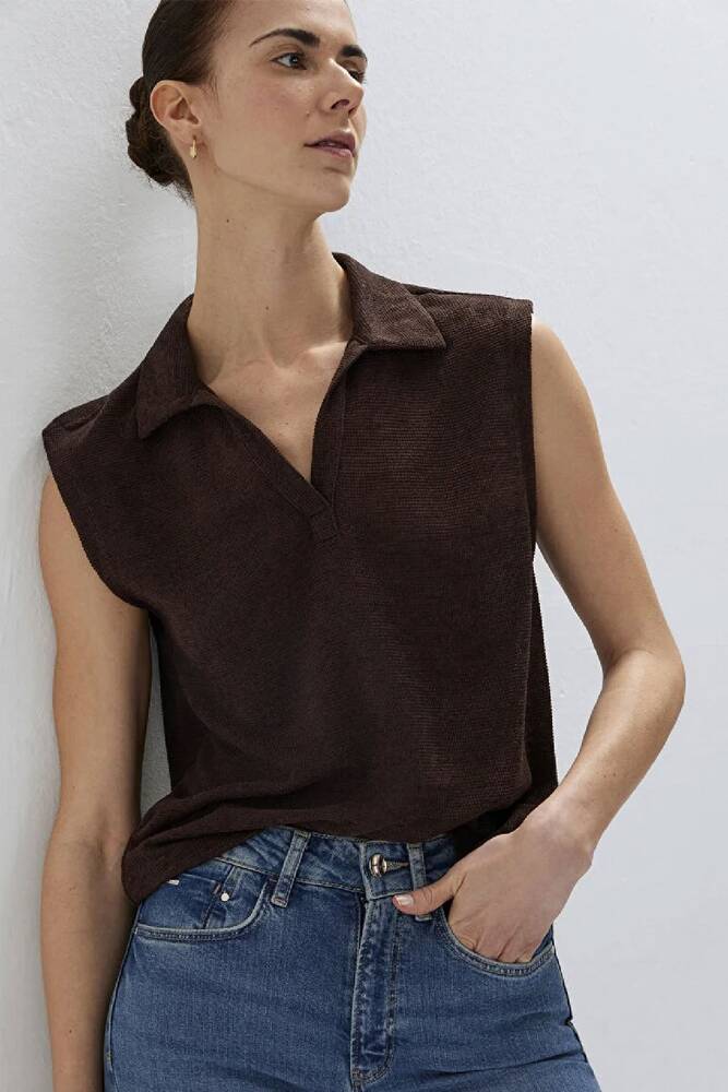 Kadın Modelli Polo Tişört 1613952-70236 Kahve 