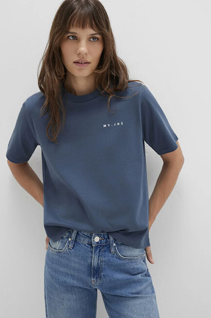 Kadın MV Baskılı Tişört 1613148-70500 Lacivert (1)