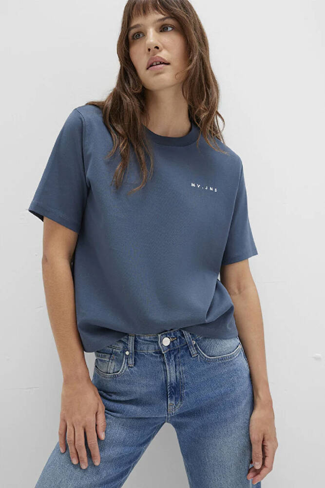 Kadın MV Baskılı Tişört 1613148-70500 Lacivert 