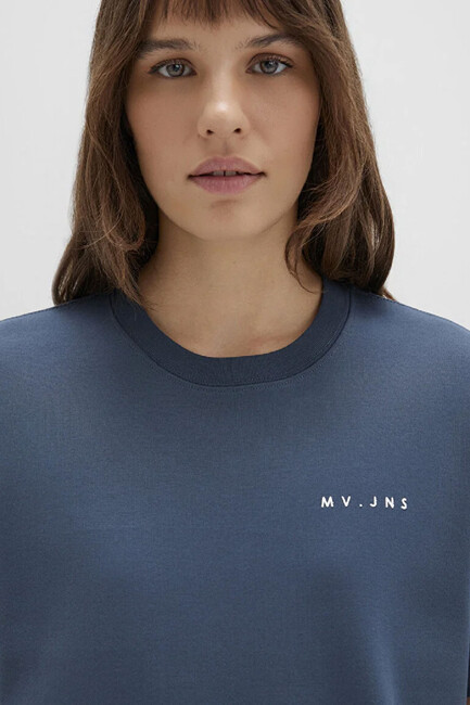 Kadın MV Baskılı Tişört 1613148-70500 Lacivert - Thumbnail