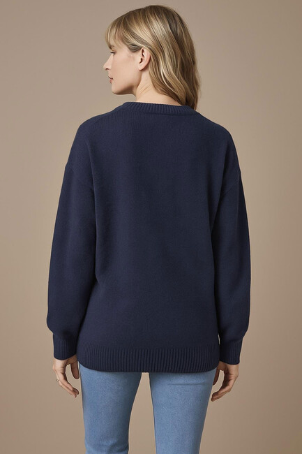 Kadın Nakışlı Kazak 25K0313K1 Mavi (3)