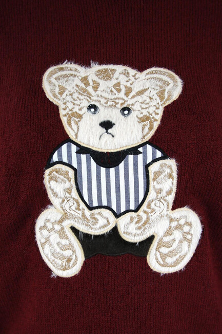 Kadın Nakışlı Kazak 25K0314K1 Bordo - Thumbnail