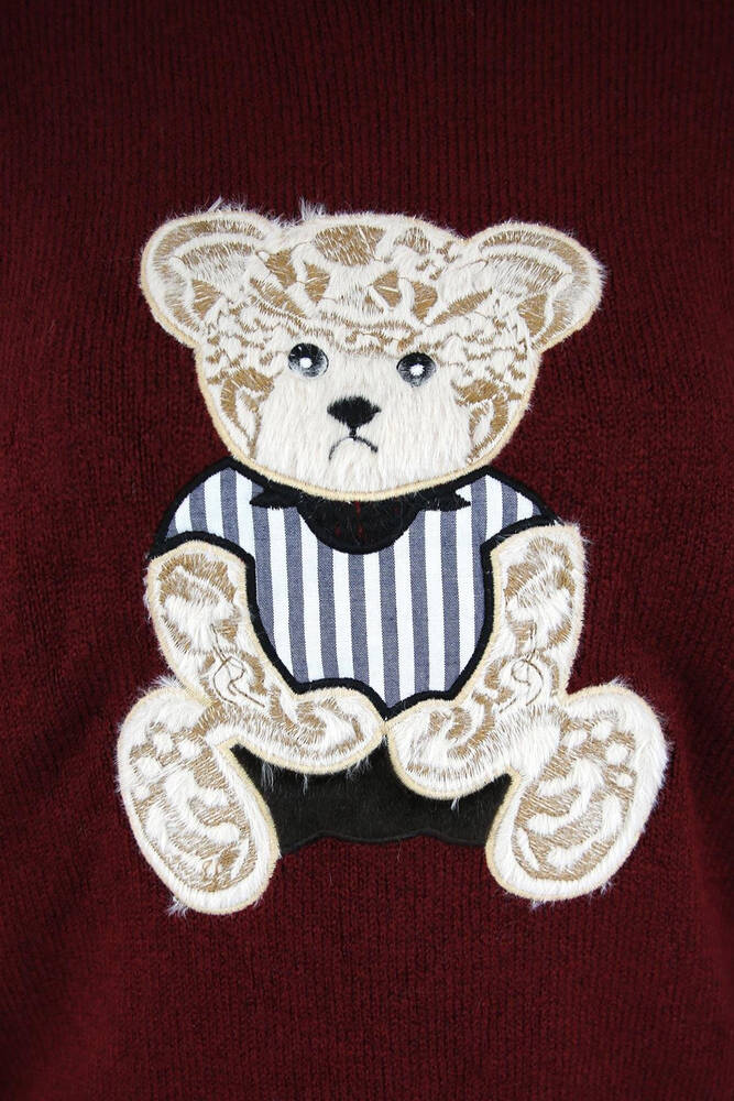 Kadın Nakışlı Kazak 25K0314K1 Bordo 