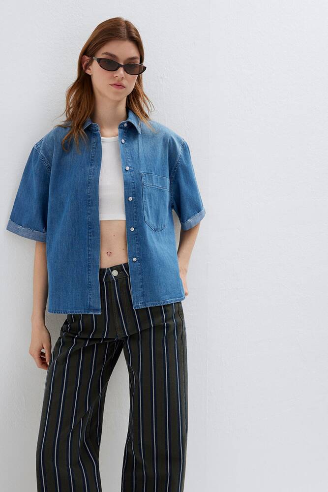 Kadın Nelly Mavi Edition Denim Gömlek 1221024-A3166 Mavi 